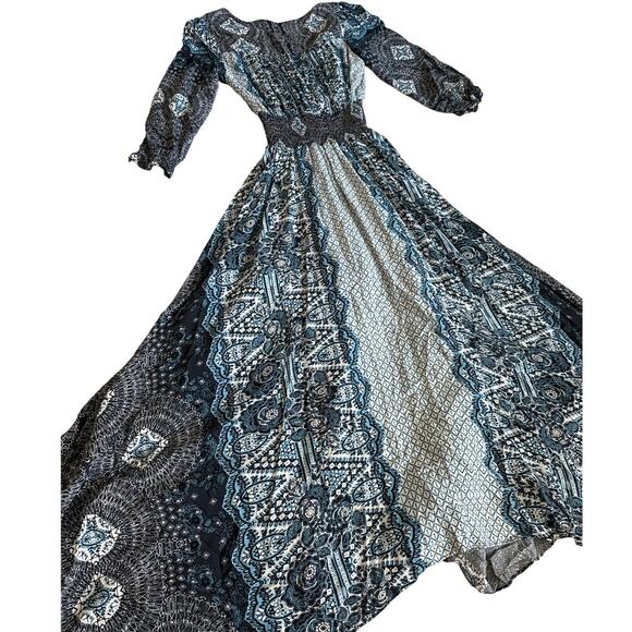 Free People Rare Mexicali Rose Print Maxi Dress Black Size Small - Picture 7 of 12